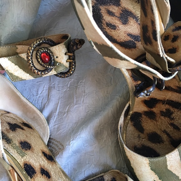 Roberto Cavalli Shoes Snake Ankle Wrap Zebra - Picture 2 of 6